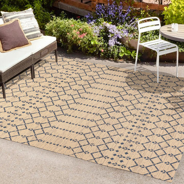 Ourika Moroccan Geometric Textured Weave Indoor/outdoor Area Rug